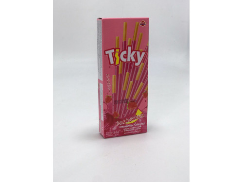 Бисквитные палочки "TICKY" покрытые клубничным кремом 20гр х 12шт Тайланд